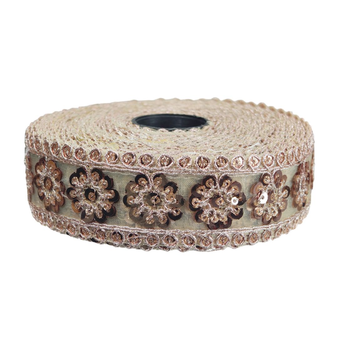 Decorative ribbon with floral patterns on a white background
