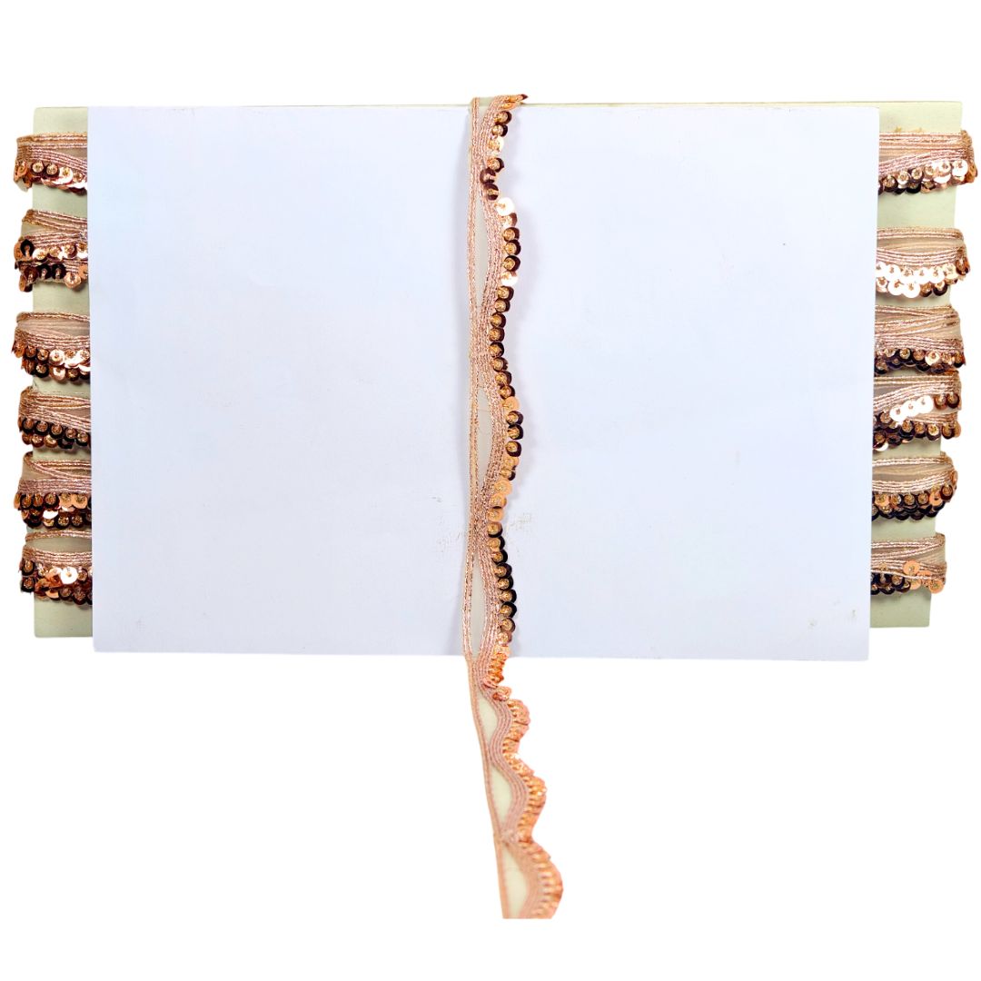 Decorative border with gold and beige elements on a white background