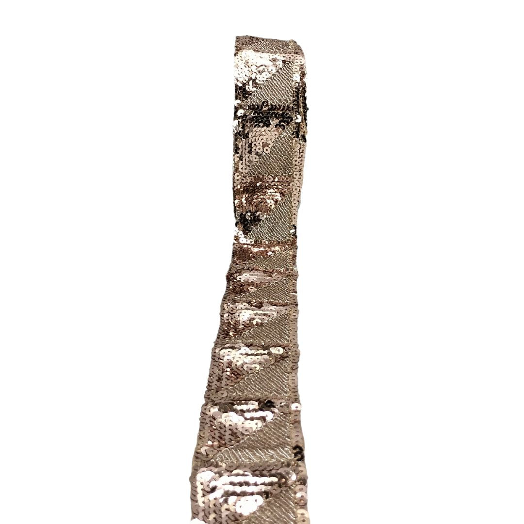 Silver sequin belt on a white background