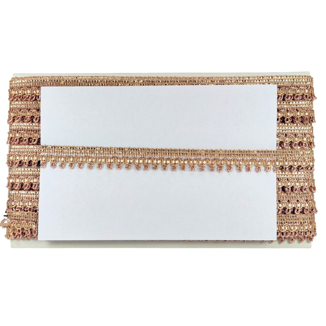 Clutch bag with gold fringe on a white background