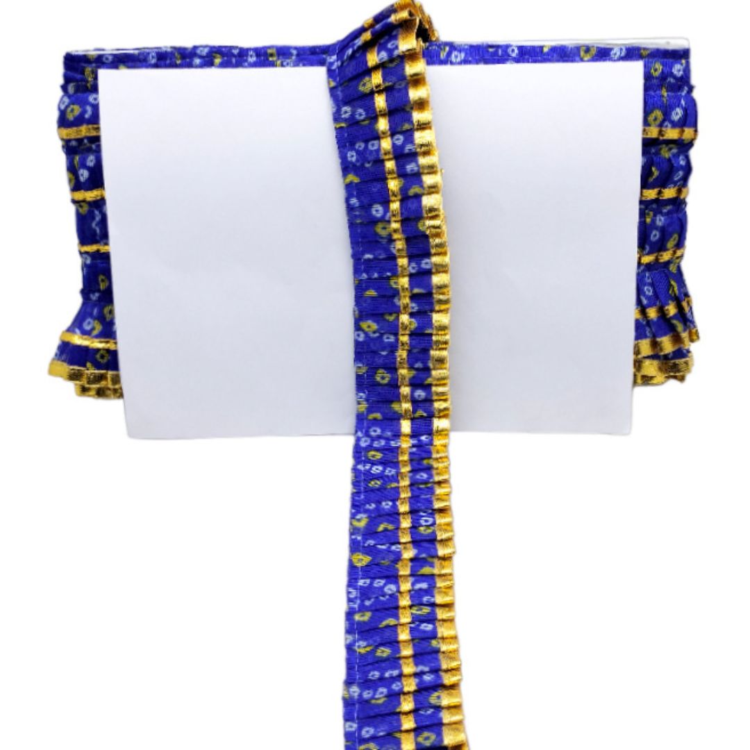 White notebook with blue and yellow patterned binding on a white background