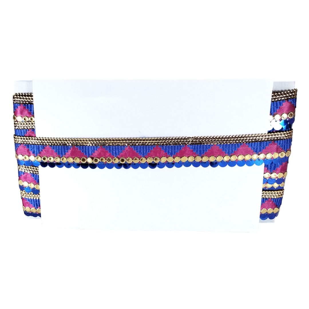 Decorative headband with colorful patterns on a white background