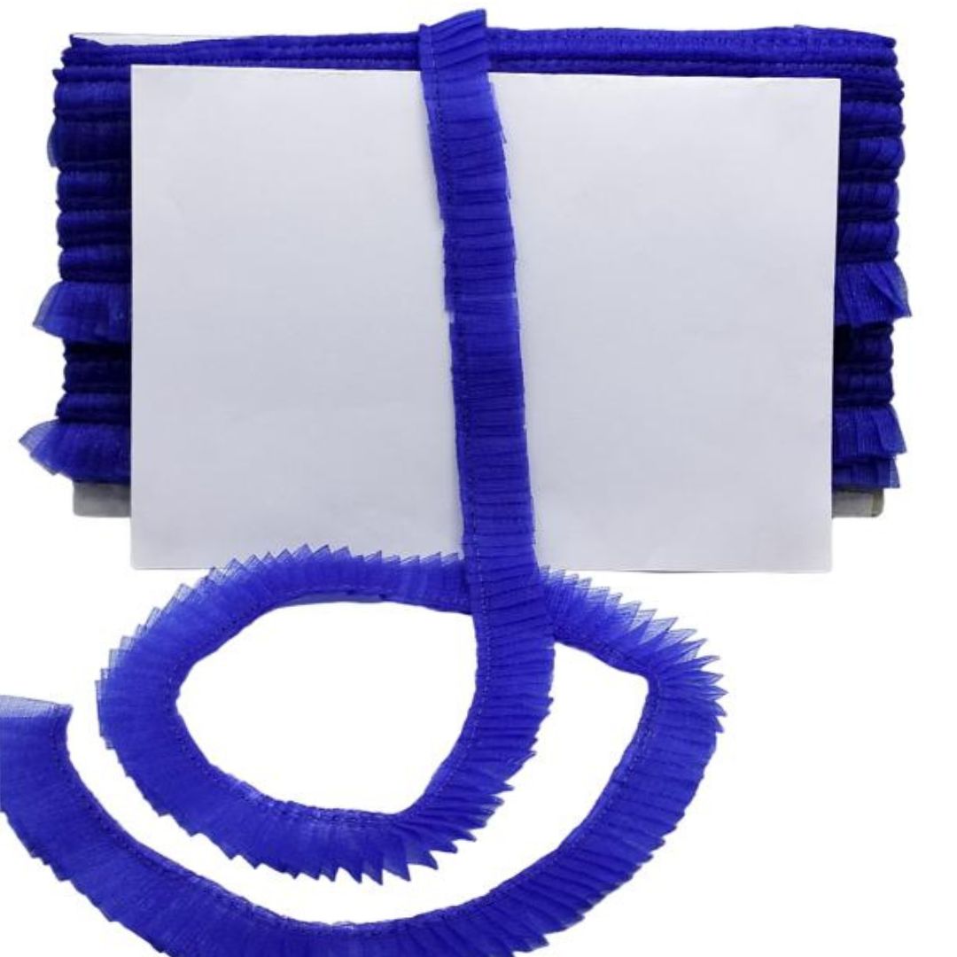Blue flexible hose with a white card on a white background