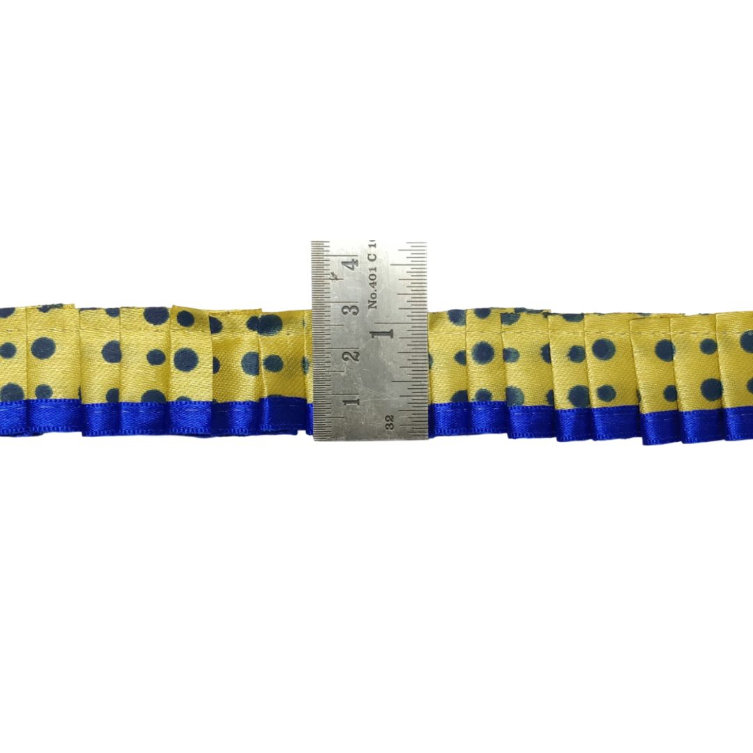Kurlz Exclusive Polka Printed & Satin Ribbon with Chiku Color Satin Silk Frill For Laddo Gopal Poshak, Crafts, Sarees, Lehenga, Suits | Size: 9 Yards