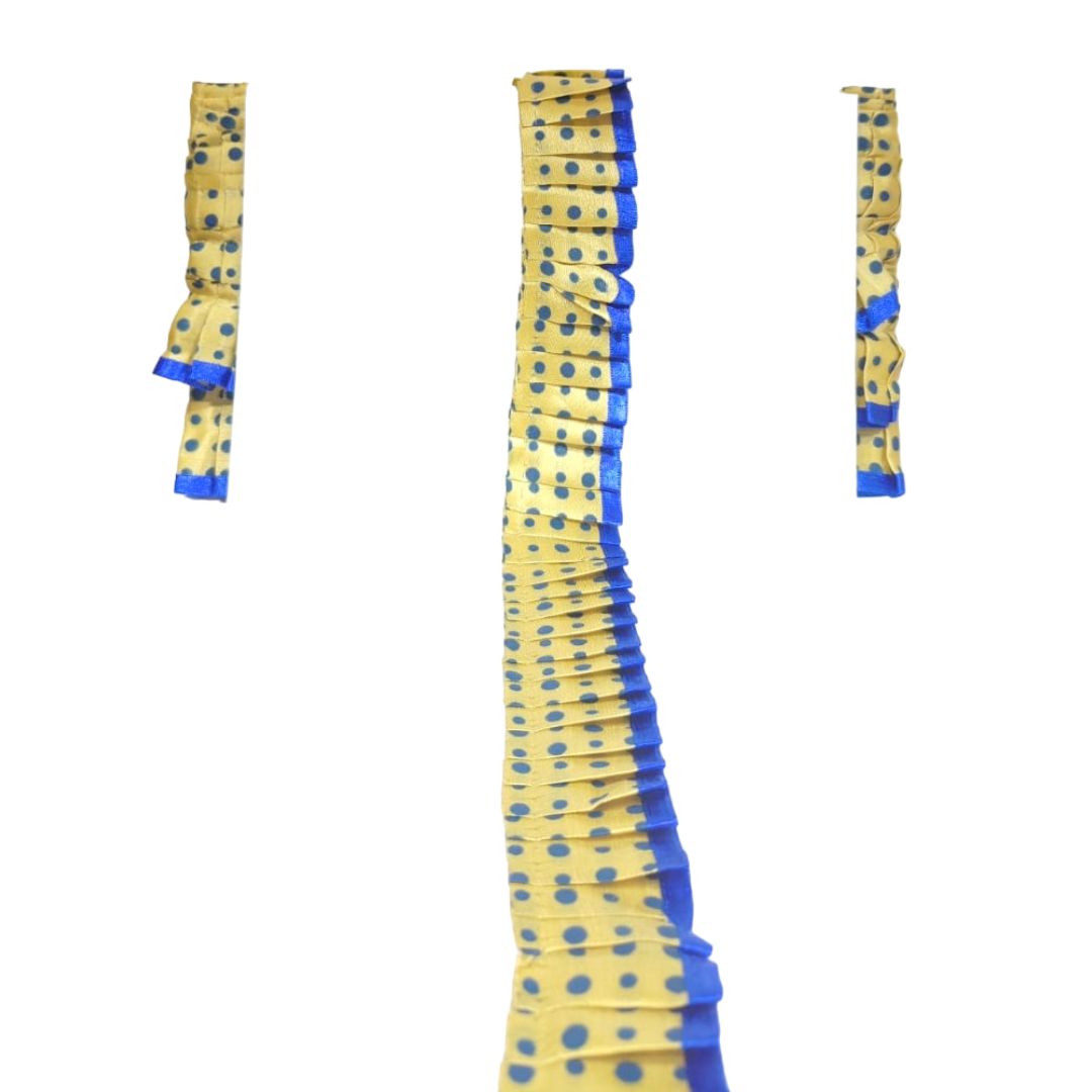 Kurlz Exclusive Polka Printed & Satin Ribbon with Chiku Color Satin Silk Frill For Laddo Gopal Poshak, Crafts, Sarees, Lehenga, Suits | Size: 9 Yards