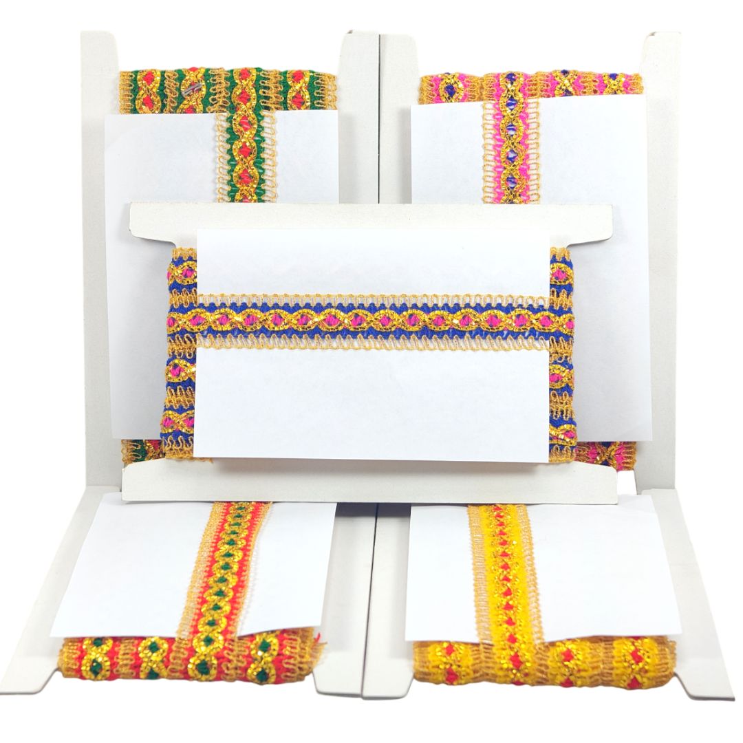 Chair with colorful embroidered patterns on a white background