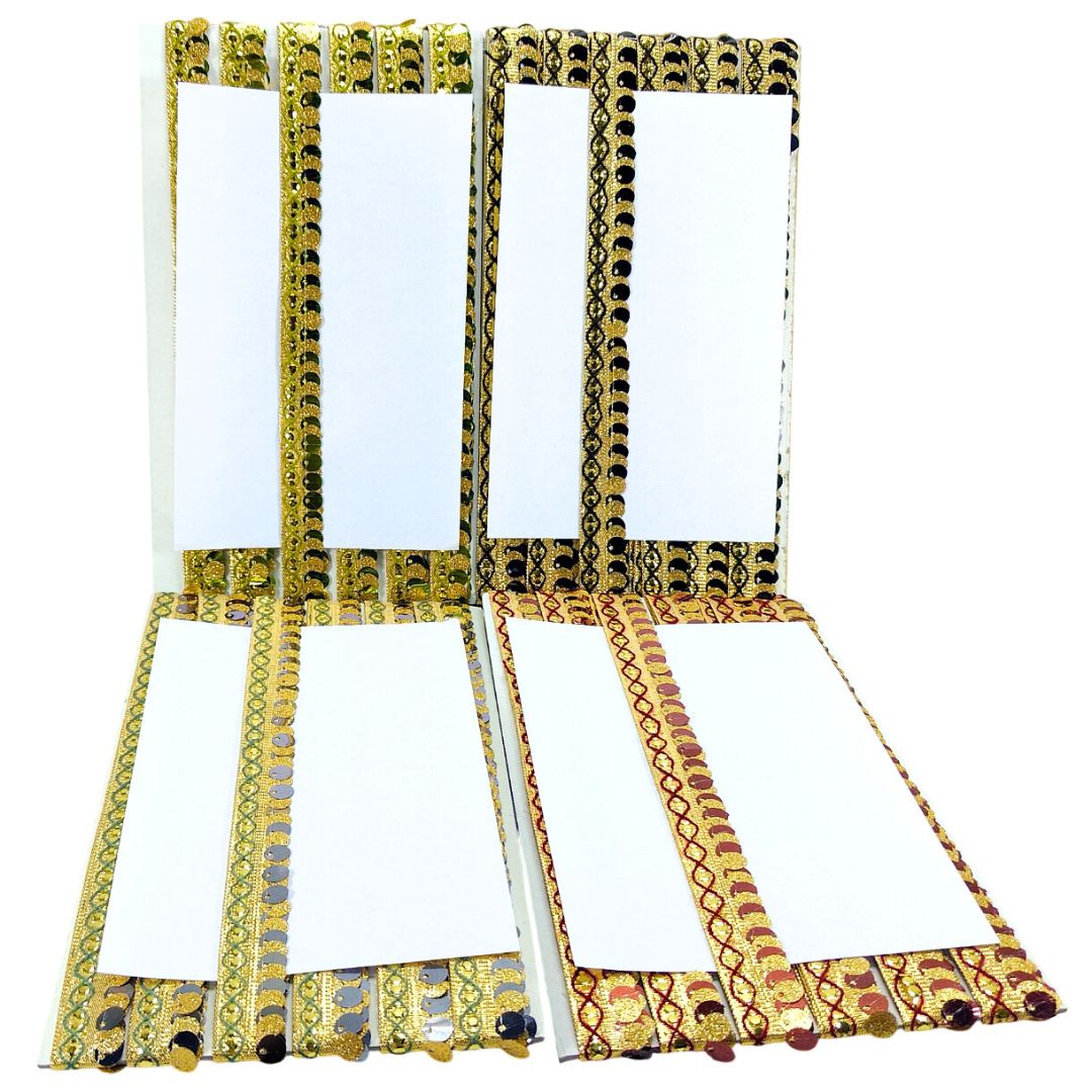 Set of decorative frames with gold and black patterns on a white background