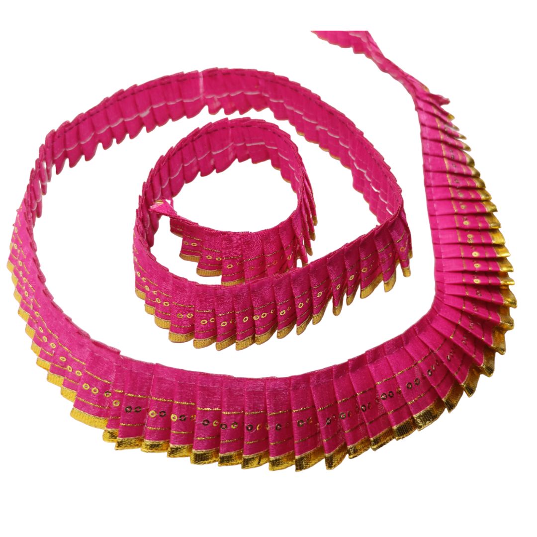 Pink belt with gold accents on a white background