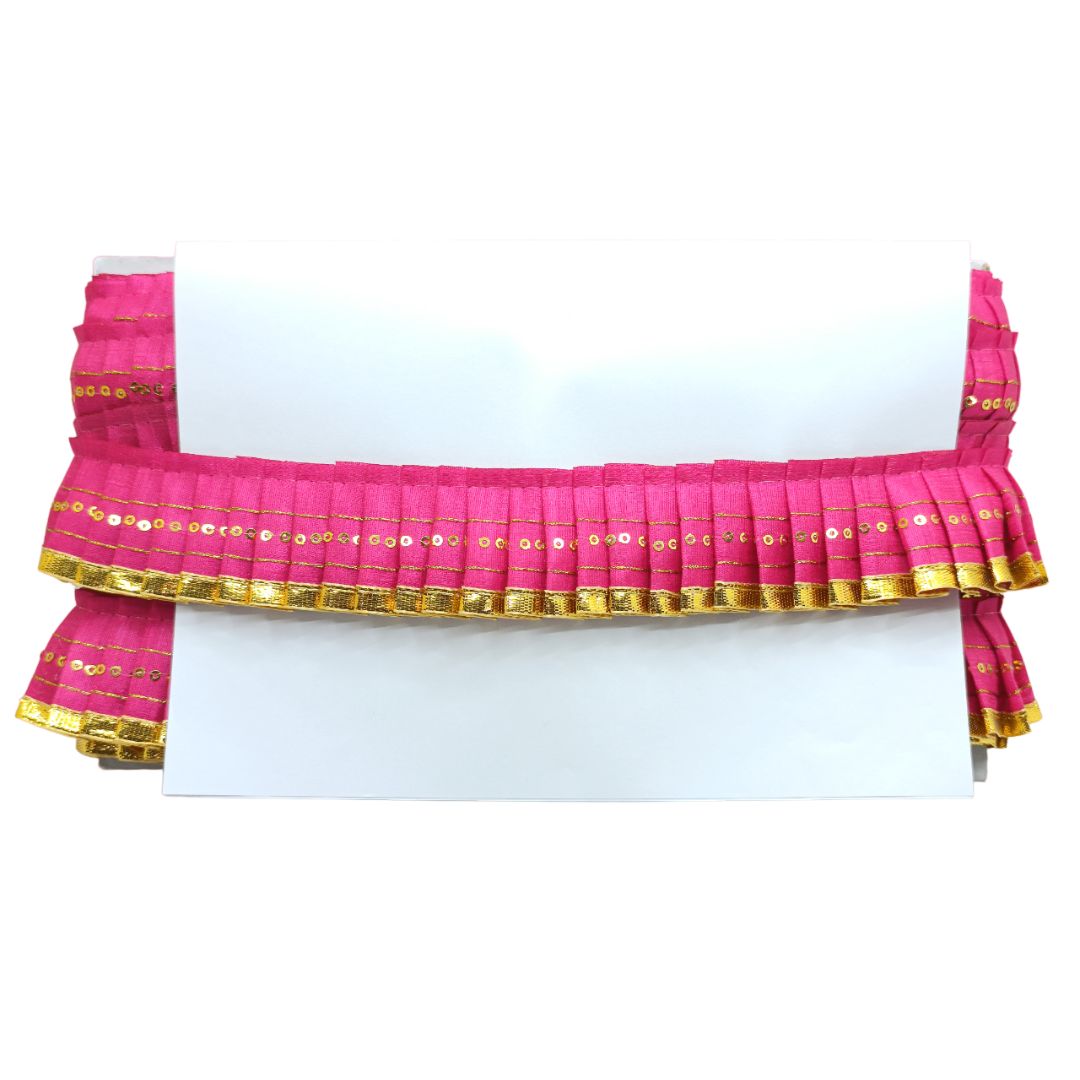 Pink and gold decorative cornice on a white background