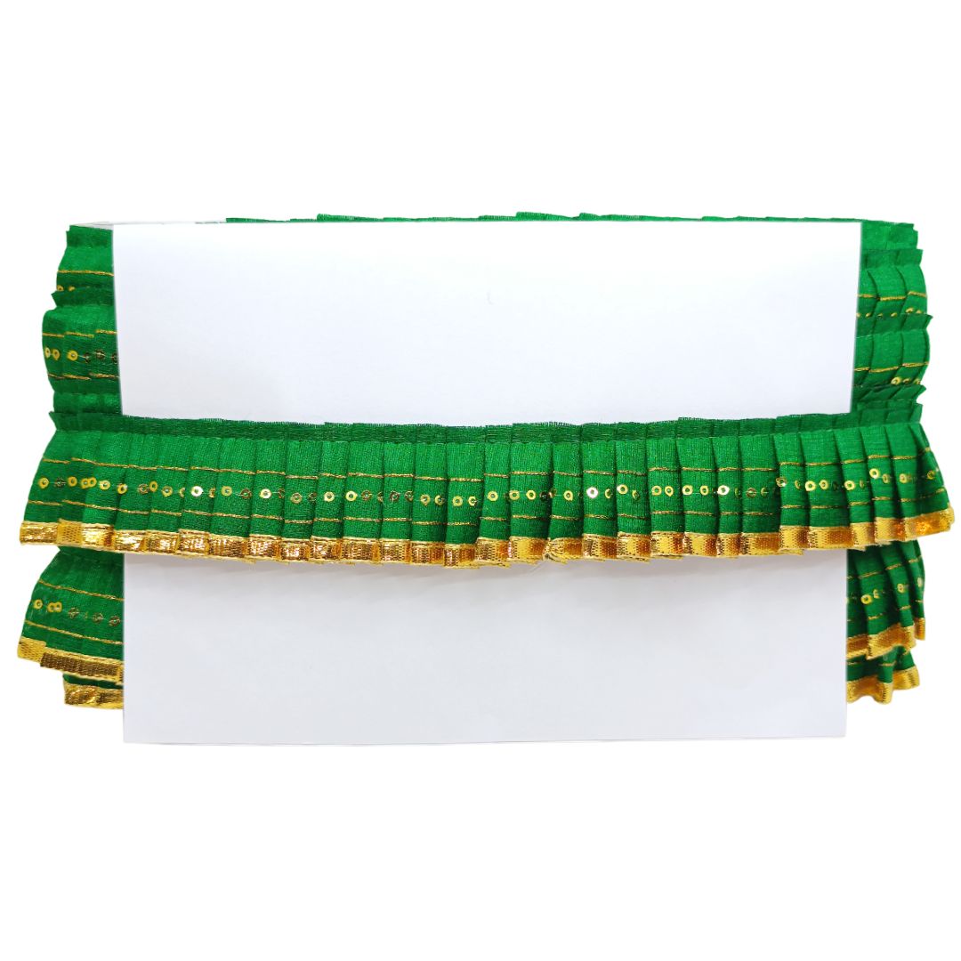 Green and gold decorative border on a white background