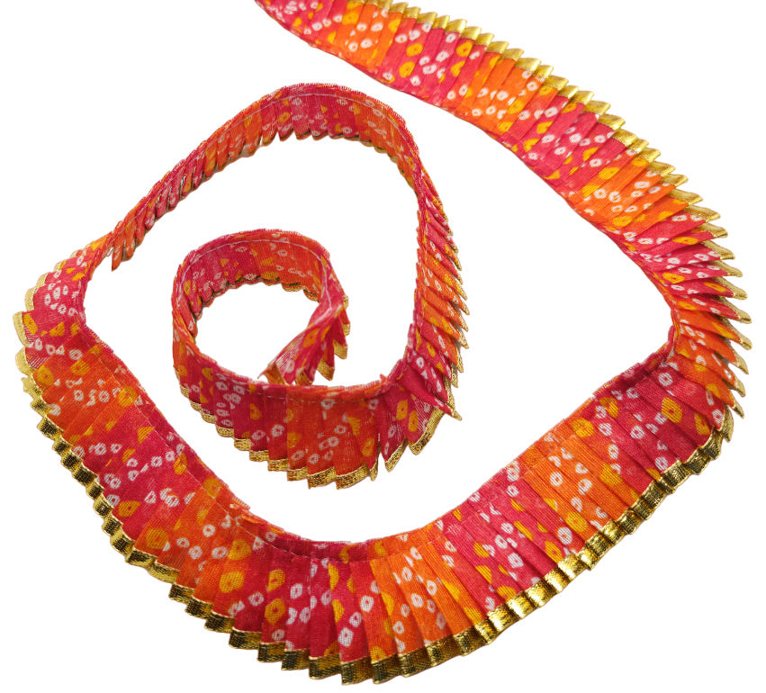 Colorful fabric belt with floral pattern on a white background