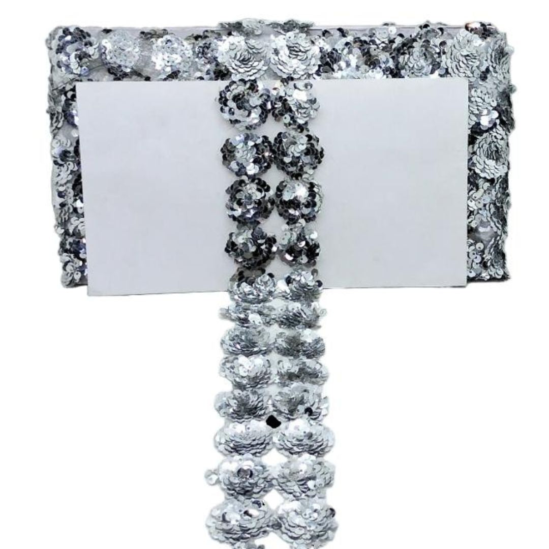 Kurlz 2 inch Exclusive 2 Line Metallic Sequins Embroidery Border For Sarees, Lehenga, Suits, Blouses, Dupatta, Art & Craft | Size: 9 Yards