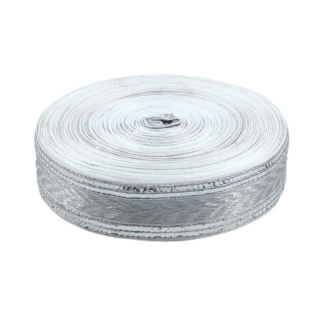 Roll of Silver fabric on a white background
