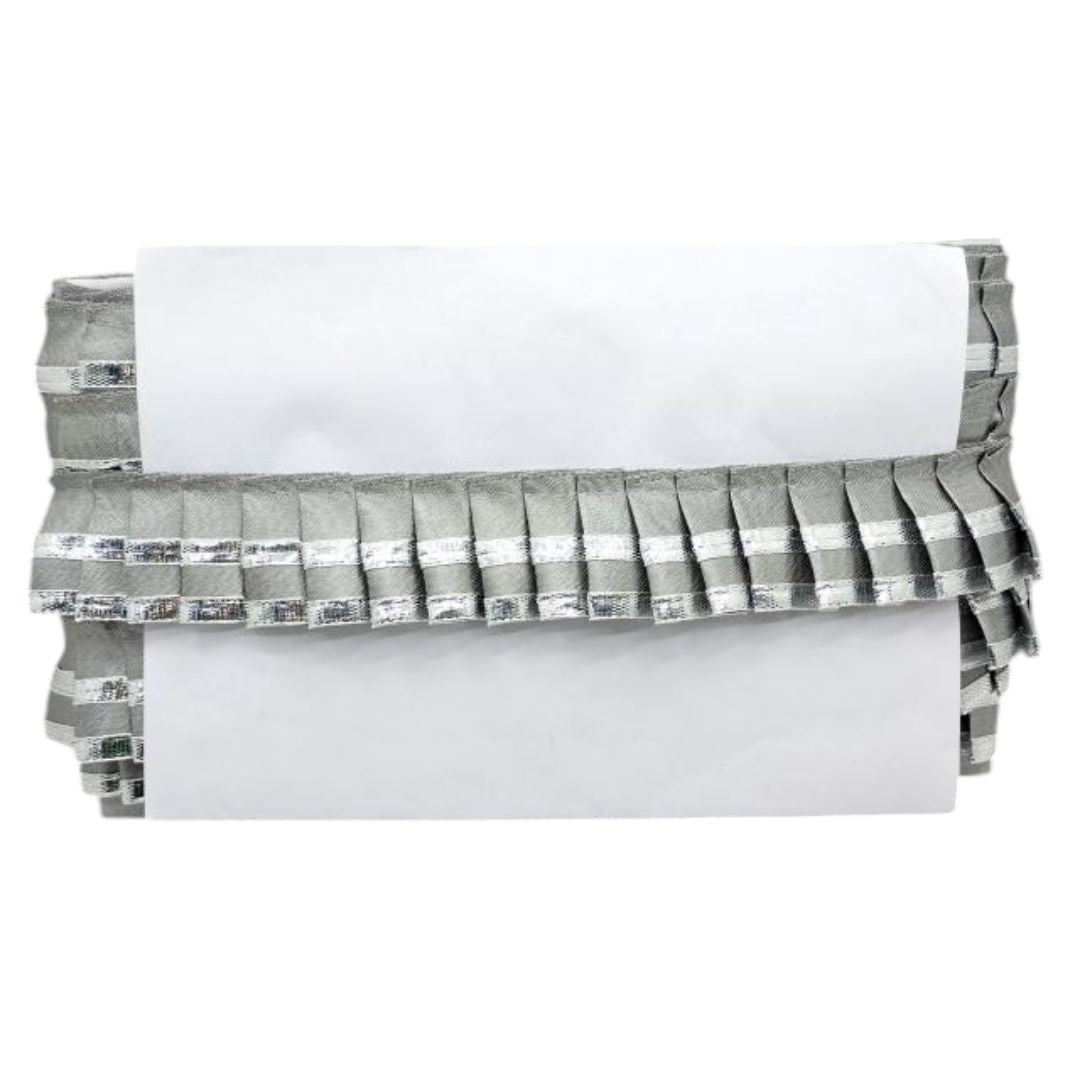 Stack of white sheets with a gray checkered border on a white background