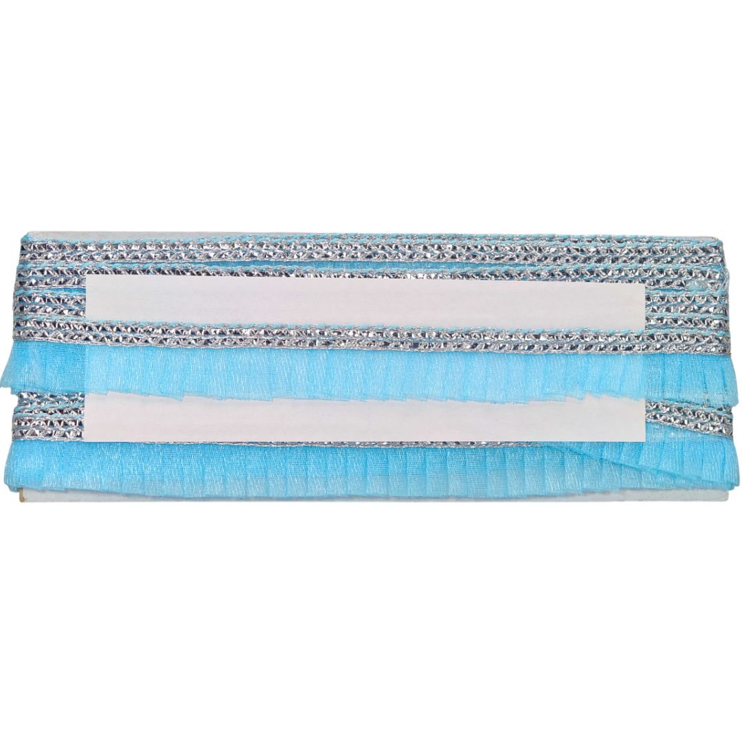 Stack of blue and gray fabric swatches on a white background