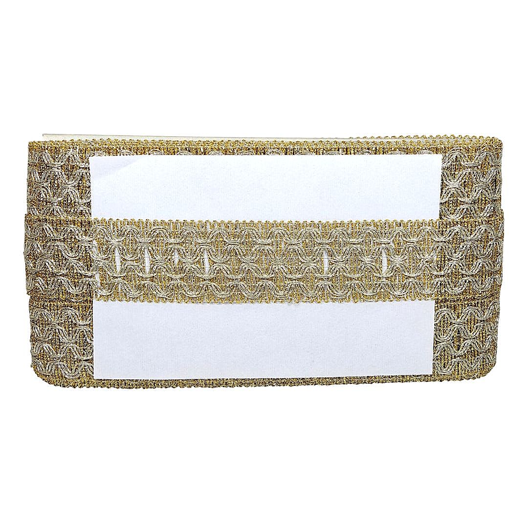 Woven clutch with white interior on a white background