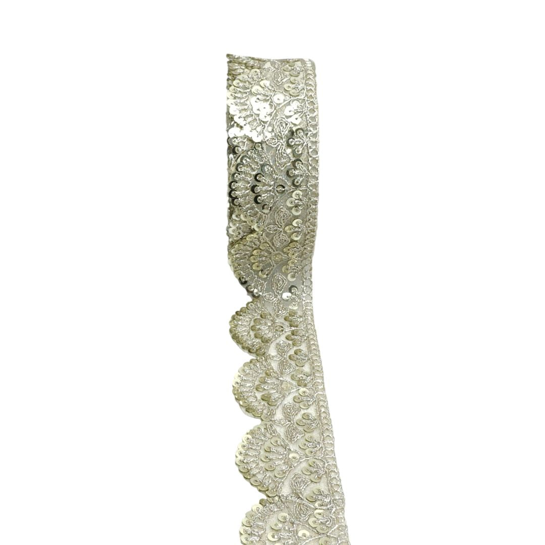 Decorative lace ribbon on a white background