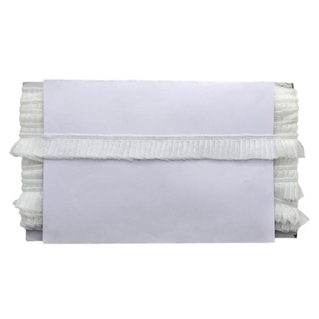 Stack of white folded towels on a white background