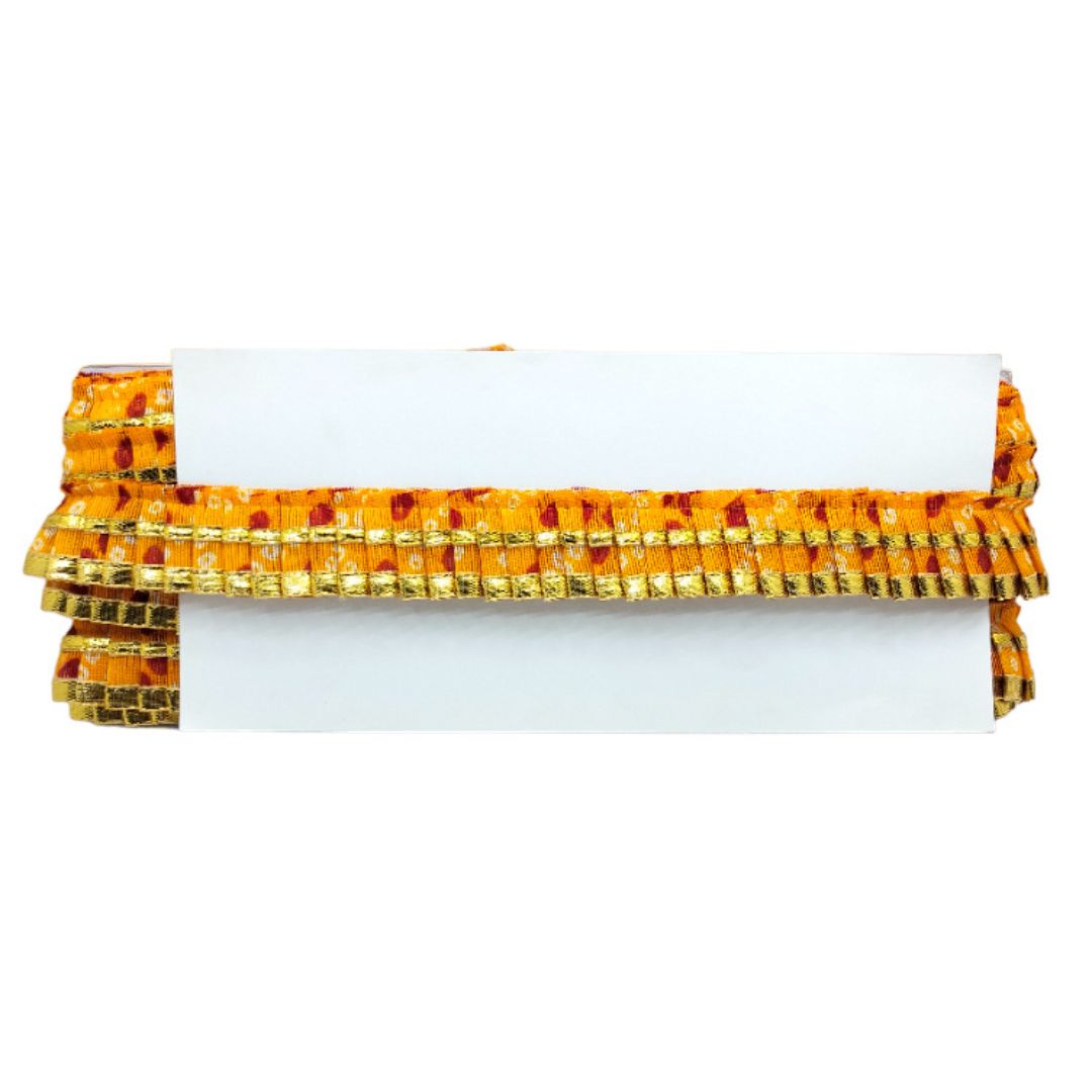 Set of orange and gold decorative ribbons on a white background