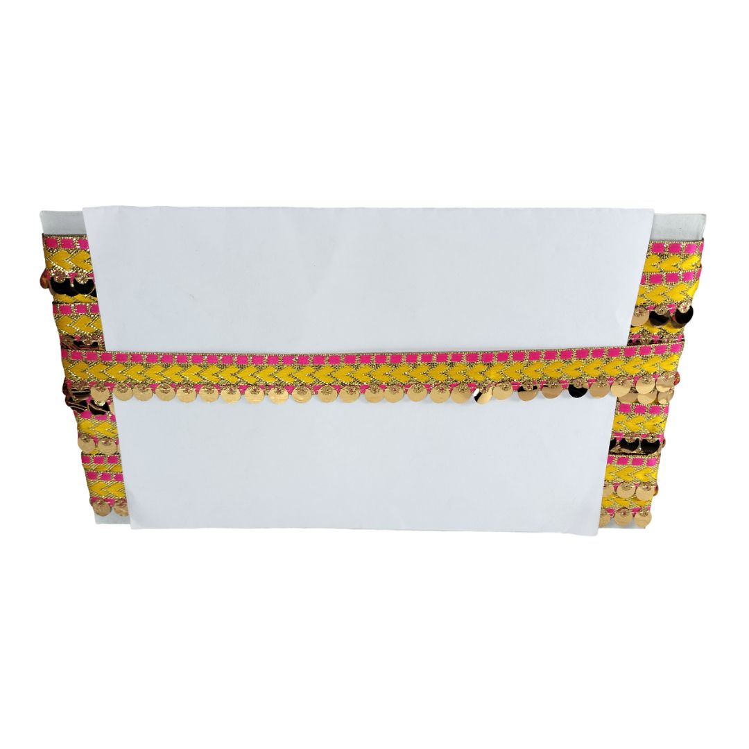 Decorative headband with colorful patterns on a white background