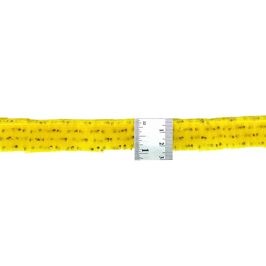 Yellow measuring tape with a ruler on a white background