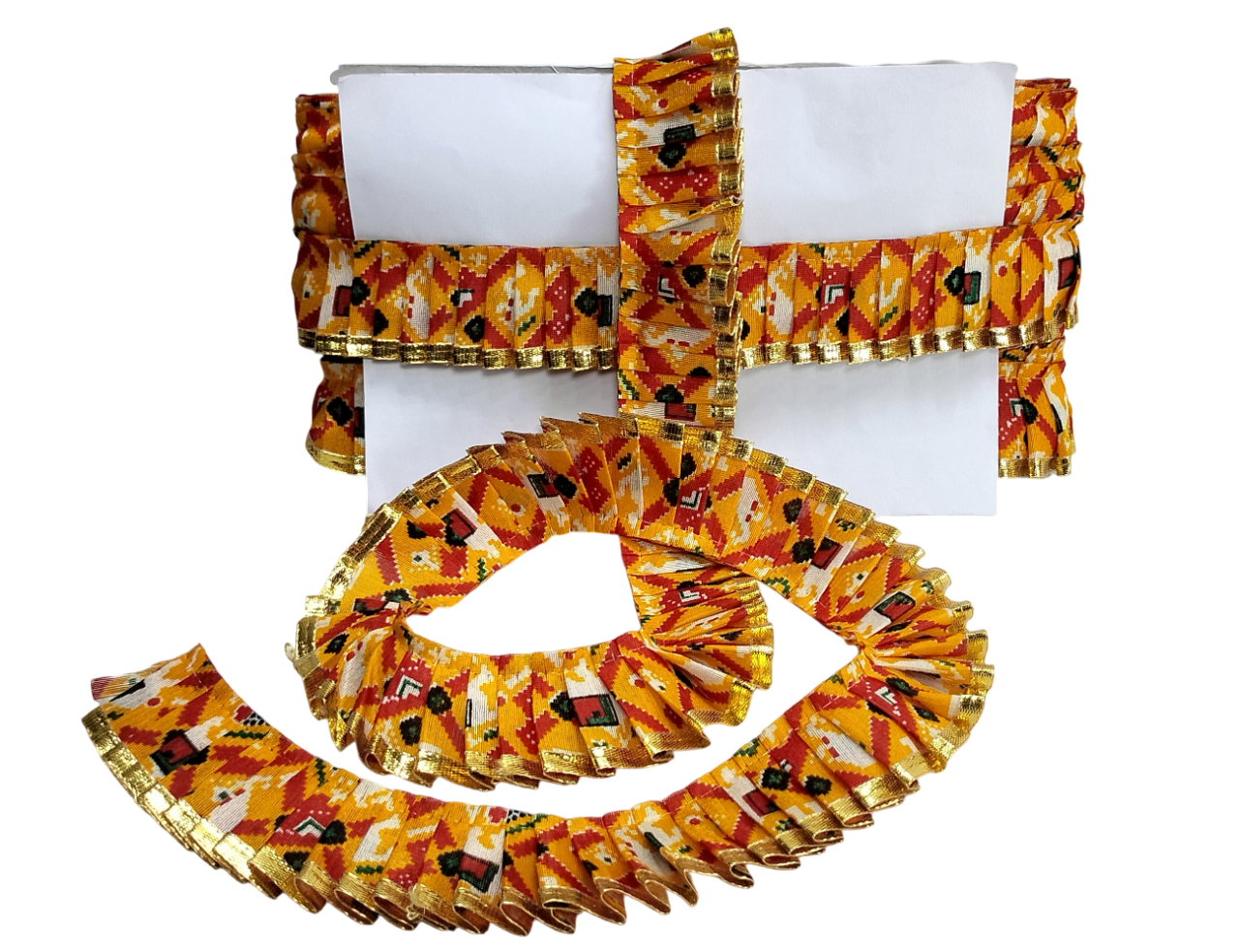 Decorative headband with colorful pattern on a white background