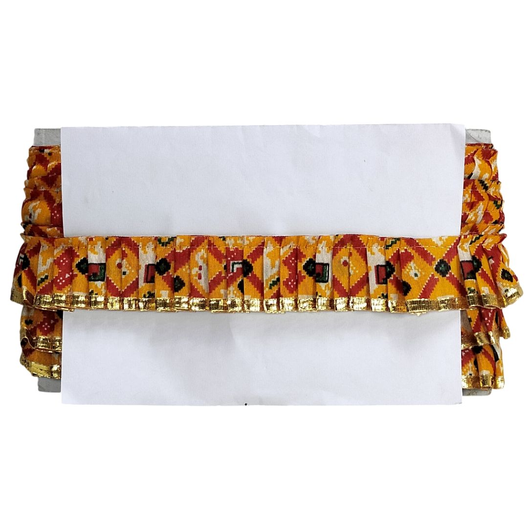 Decorative cornice with a colorful pattern on a white background