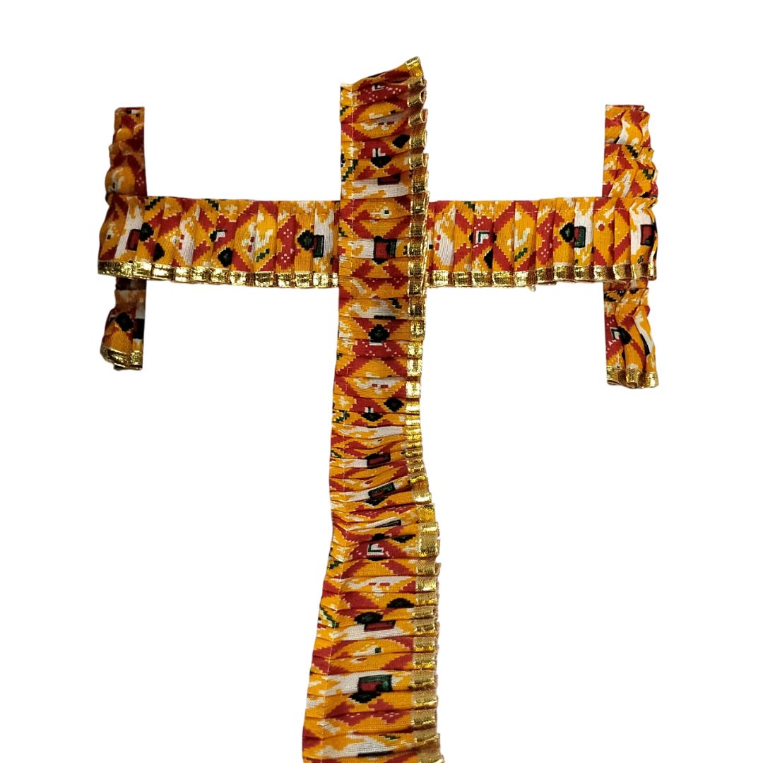 Decorative headband with a pattern of animals on a white background