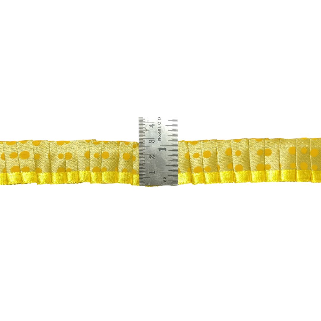 Kurlz Exclusive Polka Printed & Satin Ribbon with Chiku Color Satin Silk Frill For Laddo Gopal Poshak, Crafts, Sarees, Lehenga, Suits | Size: 9 Yards