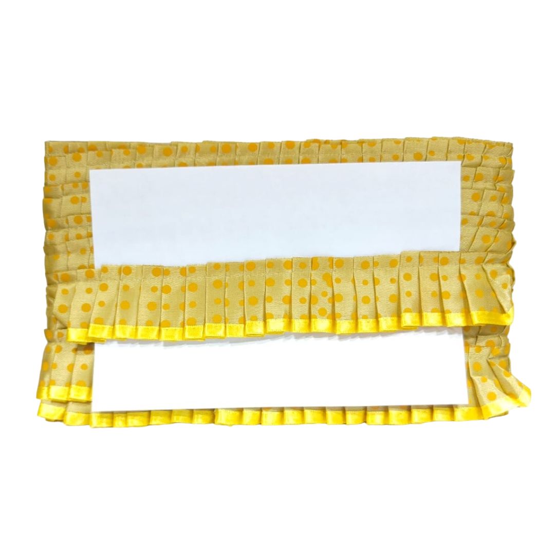 Kurlz Exclusive Polka Printed & Satin Ribbon with Chiku Color Satin Silk Frill For Laddo Gopal Poshak, Crafts, Sarees, Lehenga, Suits | Size: 9 Yards