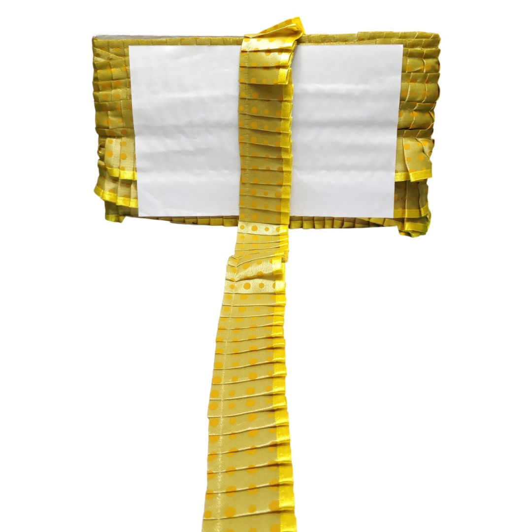 Kurlz Exclusive Polka Printed & Satin Ribbon with Chiku Color Satin Silk Frill For Laddo Gopal Poshak, Crafts, Sarees, Lehenga, Suits | Size: 9 Yards