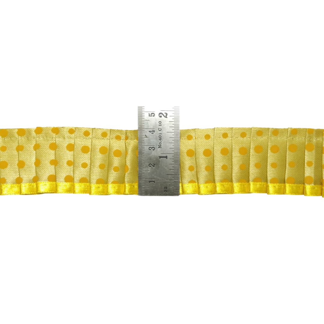 Kurlz Exclusive Polka Printed & Satin Ribbon with Chiku Color Satin Silk Frill For Laddo Gopal Poshak, Crafts, Sarees, Lehenga, Suits | Size: 9 Yards