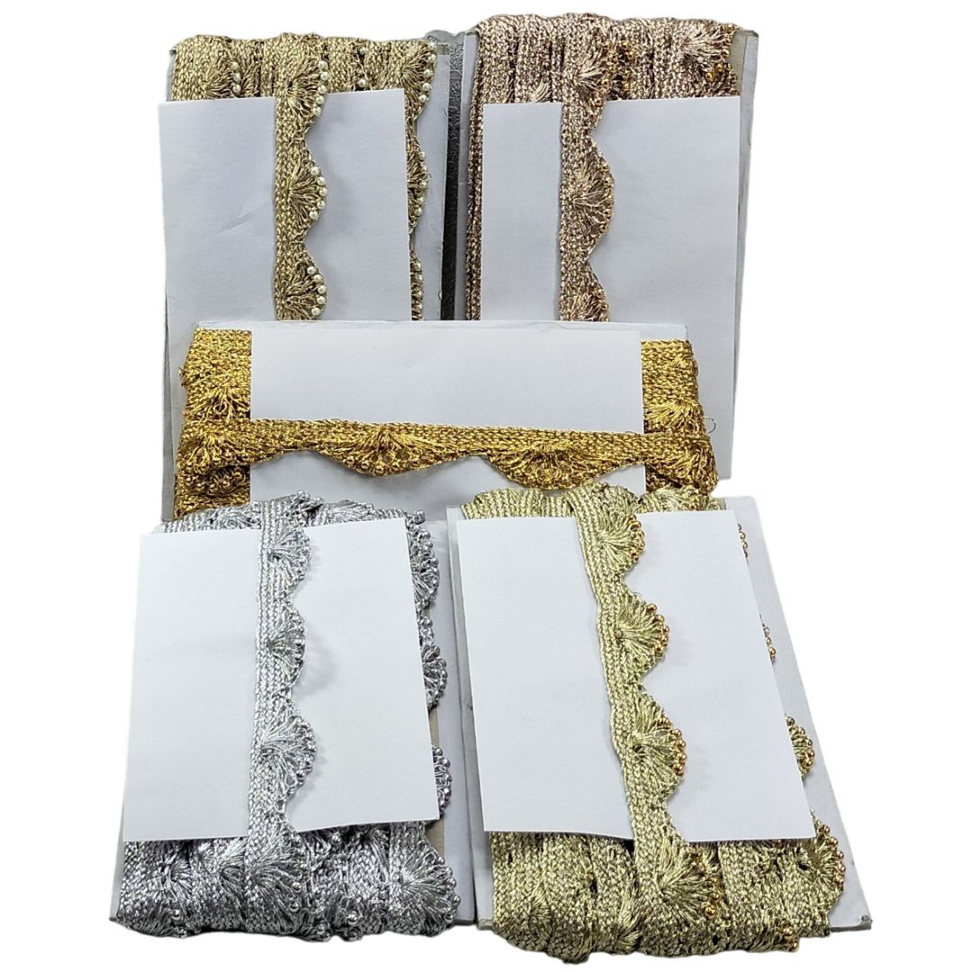 Set of gold, silver, and bronze metallic fabric swatches on a white background