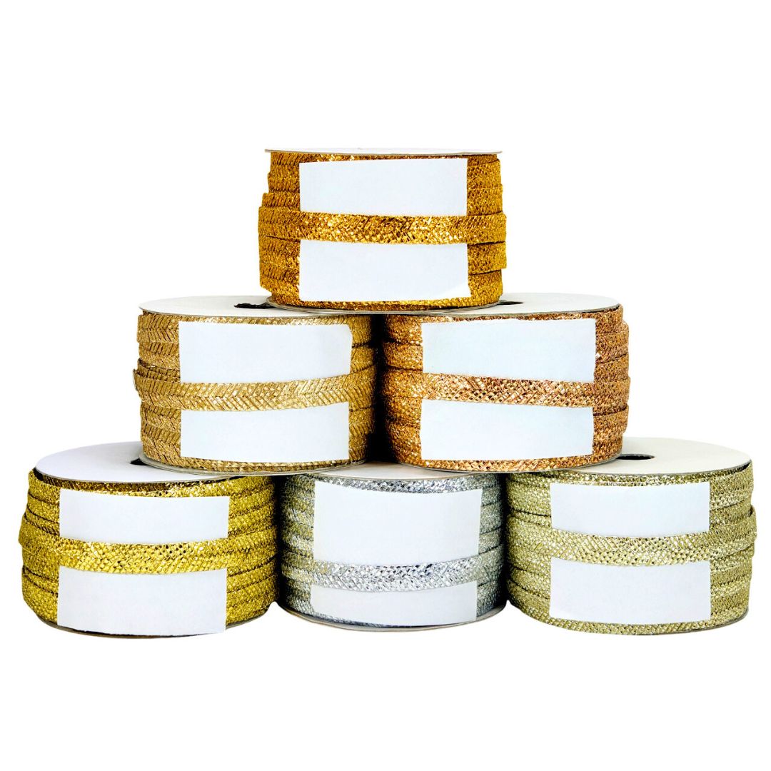 Set of ribbons with white labels on a white background