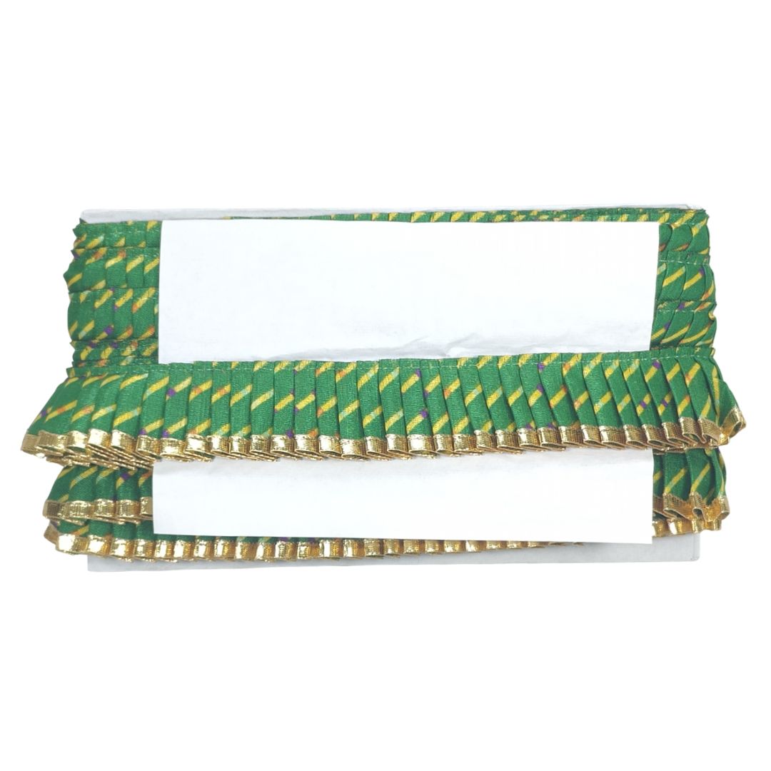 Green and gold decorative border on a white background